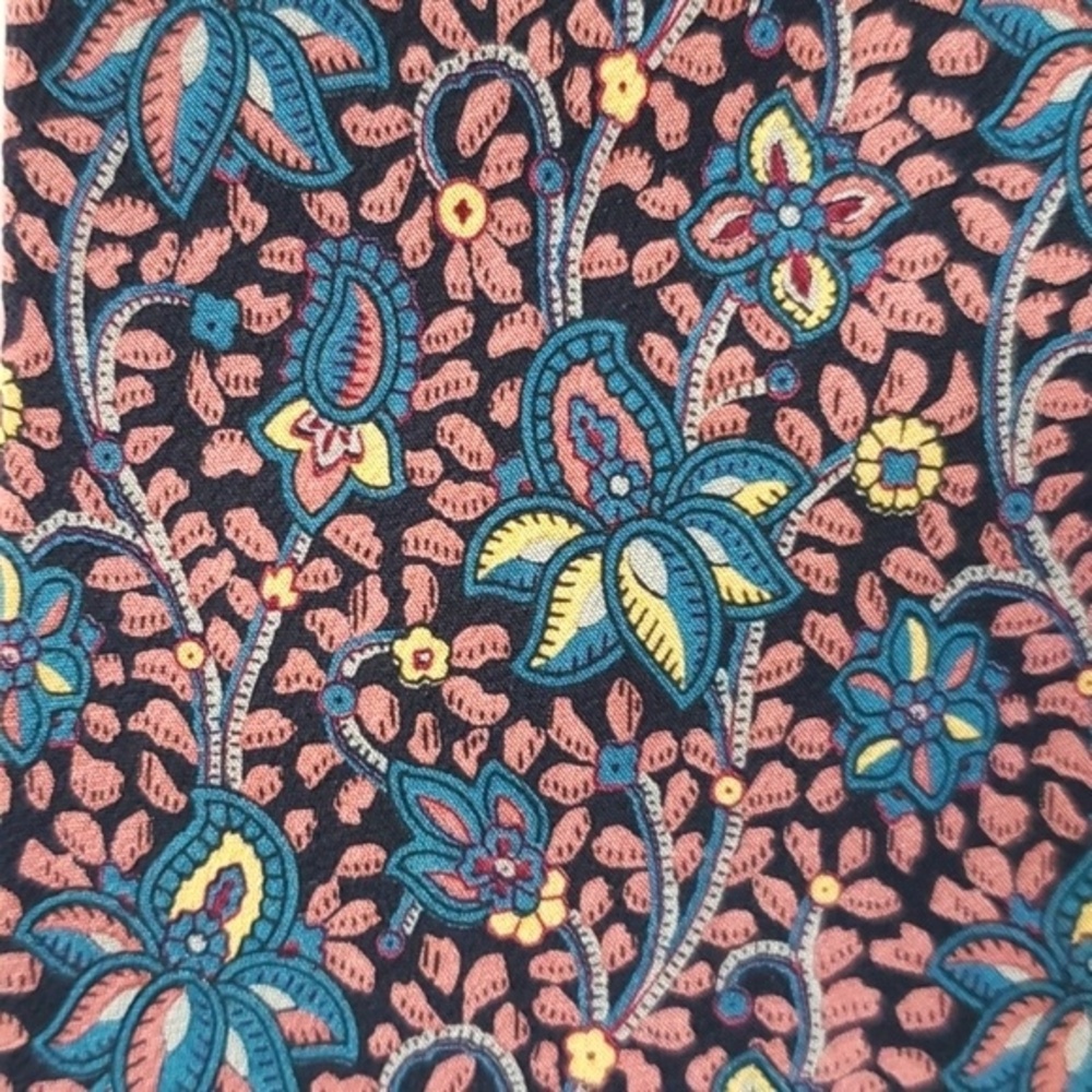 CARLO PALAZZI ITALY SILK HAND MADE TIE 3.25" FALL FLORAL BLACK BLUE PINβ¦